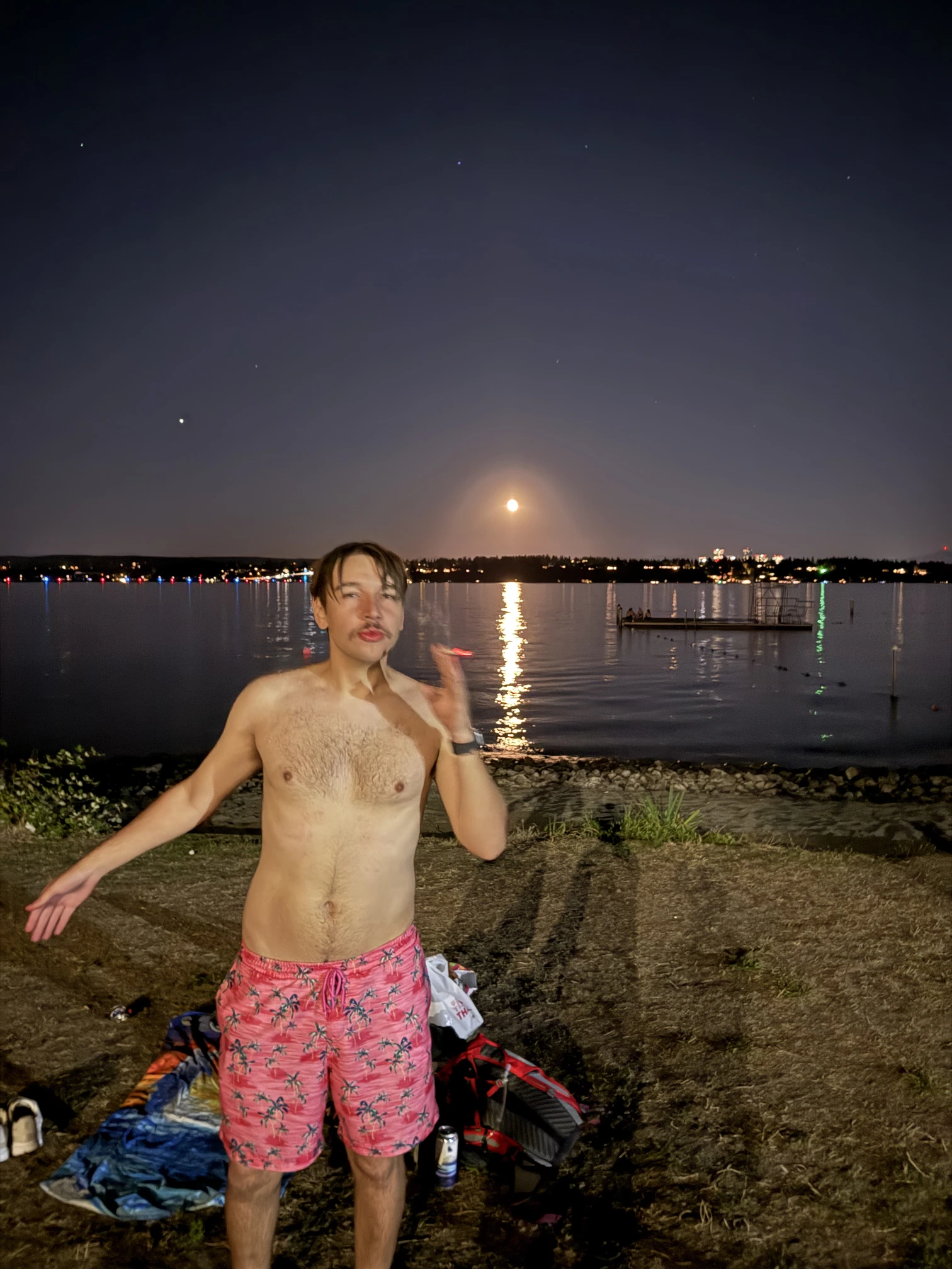 Ethan enjoying some night swimming, and definitely nothing else...